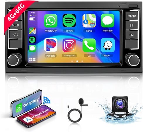 [2G+64G] Android Car Radio for VW Touareg 2004-2011 for Volkswagen T5 T6 Multivan 2004-2009 Wireless Carplay & Android Auto, 7 inch Touch Screen Bluetooth with Mirror Link GPS WiFi SWC FM/RDS/EQ in Saudi Arabia