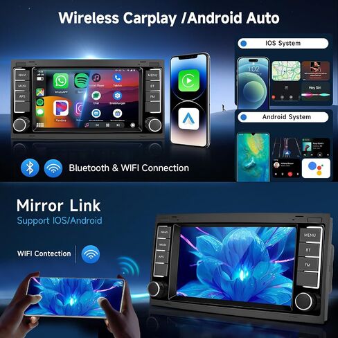 [2G+64G] Android Car Radio for VW Touareg 2004-2011 for Volkswagen T5 T6 Multivan 2004-2009 Wireless Carplay & Android Auto, 7 inch Touch Screen Bluetooth with Mirror Link GPS WiFi SWC FM/RDS/EQ in Saudi Arabia