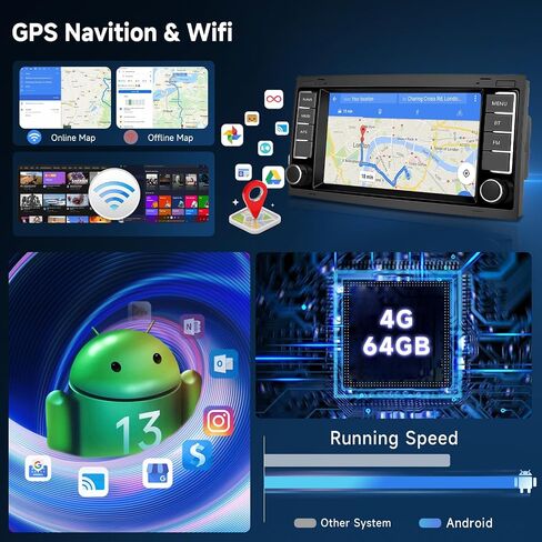 [2G+64G] Android Car Radio for VW Touareg 2004-2011 for Volkswagen T5 T6 Multivan 2004-2009 Wireless Carplay & Android Auto, 7 inch Touch Screen Bluetooth with Mirror Link GPS WiFi SWC FM/RDS/EQ in Saudi Arabia