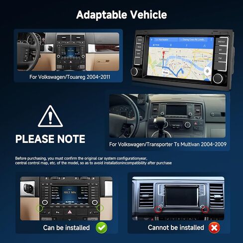 [2G+64G] Android Car Radio for VW Touareg 2004-2011 for Volkswagen T5 T6 Multivan 2004-2009 Wireless Carplay & Android Auto, 7 inch Touch Screen Bluetooth with Mirror Link GPS WiFi SWC FM/RDS/EQ in Saudi Arabia