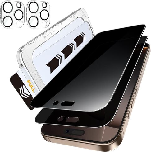 MOHAVE 2+2 Pack for iPhone 15 Pro Max Screen Protector 6.7" with Camera Lens Protector [Auto Alignment/Dust Removal] HD Clear Tempered Glass [Military Grade Shatterproof] Full Coverage in Saudi Arabia