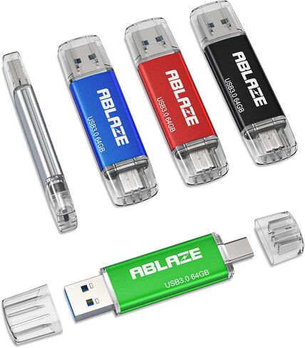 ABLAZE 32GB Type C Flash Drive, Dual USB 3.0+USB C Memory Stick Thumb Drive for iPhone 15, Android Smartphone, Computers, Tablets, Mac,iPad,PC (Black) in Saudi Arabia