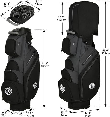 Golf Bag, 14 Way Top Golf Cart Bag with Full-Length Dividers, Cart Golf Bag for Men Women, Golf Club Bags with Ergonomic Padded Strap, Zippered Pockets, Rain Hood in Saudi Arabia