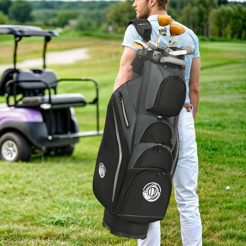 Golf Bag, 14 Way Top Golf Cart Bag with Full-Length Dividers, Cart Golf Bag for Men Women, Golf Club Bags with Ergonomic Padded Strap, Zippered Pockets, Rain Hood in Saudi Arabia