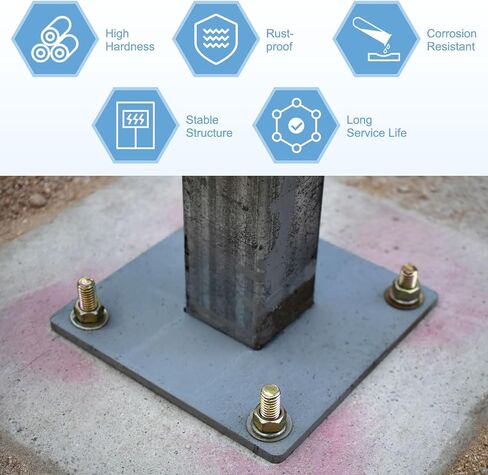 uxcell 10 عبوات من البراغي J، 5/16 بوصة - 18 × 3 مسامير J خرسانية مرساة عمود أسمنتي 304 مسمار مرساة من الفولاذ المقاوم للصدأ مع صامولة لصب الوسادة الخرسانية لمشاريع الخشب، أبيض in Saudi Arabia