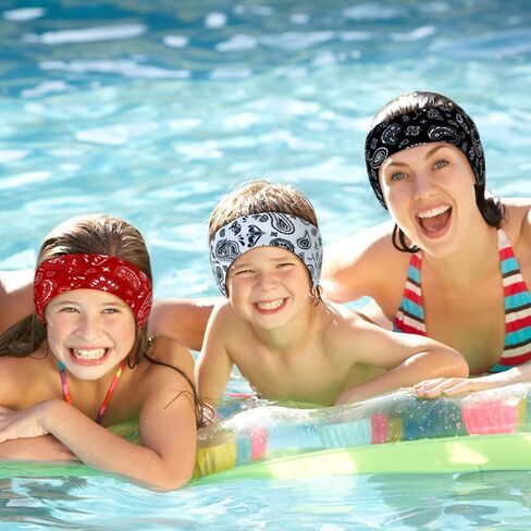 4 Pieces Swimming Headband Swimming Ear Band Adjustable Swim Headband Keeping Water Out Ear Protection Headband for Kids Adults Surfing Bathing Kayaking (Delicate Style) in Saudi Arabia