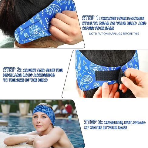 4 Pieces Swimming Headband Swimming Ear Band Adjustable Swim Headband Keeping Water Out Ear Protection Headband for Kids Adults Surfing Bathing Kayaking (Delicate Style) in Saudi Arabia