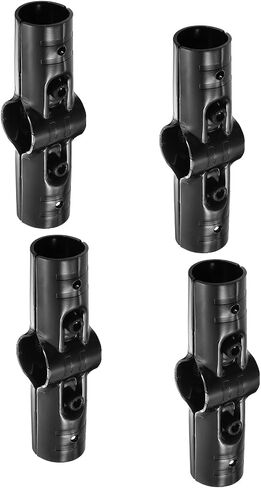 uxcell 2 Pcs Straight Structural Pipe Connector, 1-1/8" 4-way Metal Connectors Corner Pipe Fittings End Rails Clamp with Screws for DIY Shelf Garden Support, Black in Kuwait