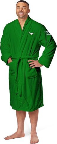 NORTHWEST The Company Official NFL Philadelphia Eagles للرجال L/XL روب حمام بلمسة حريرية بشعار قديم مع رقم، كيلي جرين، 26 بوصة × 47 بوصة in Kuwait