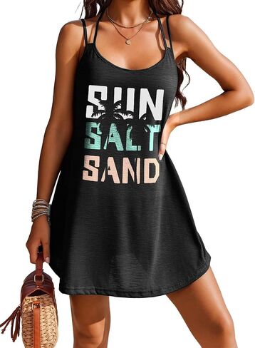 AI'MAGE Womens Spaghetti Strap Cover Up Sleeveless Bathing Suit Coverups Backless T Shirt Beach Dress S 3XL in Saudi Arabia