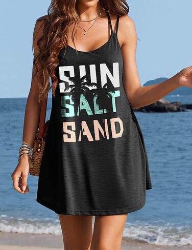 AI'MAGE Womens Spaghetti Strap Cover Up Sleeveless Bathing Suit Coverups Backless T Shirt Beach Dress S 3XL in Saudi Arabia