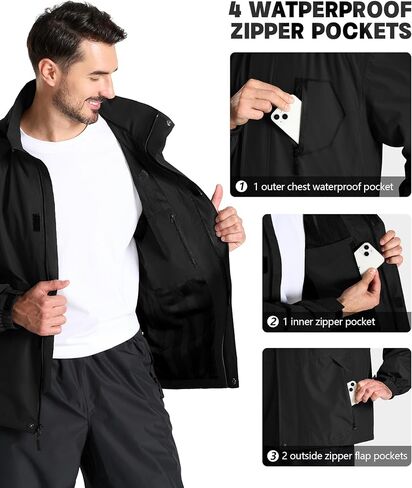 SWISSWELL Mens Rain Jackets Waterproof with Hood Lightweight Windbreaker Jackets Rain Coat for Golf Fishing Running Cycling in Saudi Arabia