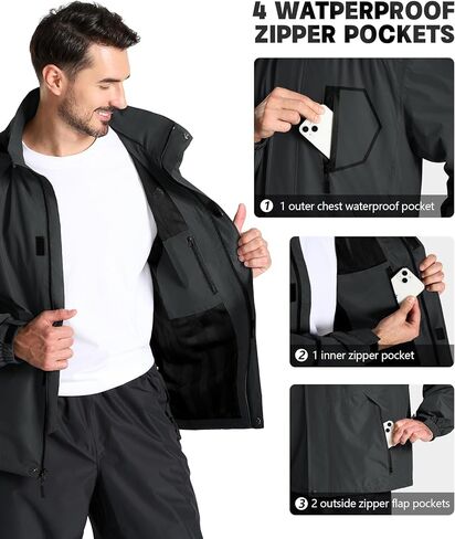 SWISSWELL Mens Rain Jackets Waterproof with Hood Lightweight Windbreaker Jackets Rain Coat for Golf Fishing Running Cycling in Saudi Arabia