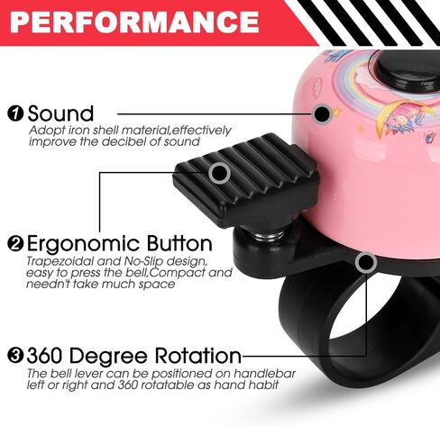Kid Bike Bell - Bicycle Bell for Kids Boys Girls Adults | 120db Classic Mini Loud Bike Ring - Cool Bike Bell Design with Crisp Clear Sound for MTB,BMX,City Bike,Scooter -Kid Bike Accessories in Saudi Arabia