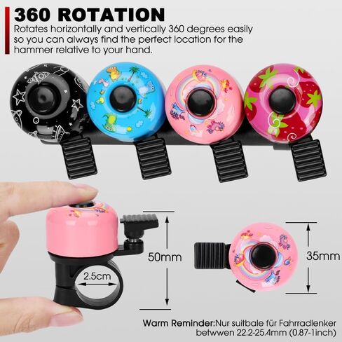 Kid Bike Bell - Bicycle Bell for Kids Boys Girls Adults | 120db Classic Mini Loud Bike Ring - Cool Bike Bell Design with Crisp Clear Sound for MTB,BMX,City Bike,Scooter -Kid Bike Accessories in Saudi Arabia