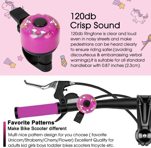 Kid Bike Bell - Bicycle Bell for Kids Boys Girls Adults | 120db Classic Mini Loud Bike Ring - Cool Bike Bell Design with Crisp Clear Sound for MTB,BMX,City Bike,Scooter -Kid Bike Accessories in Saudi Arabia