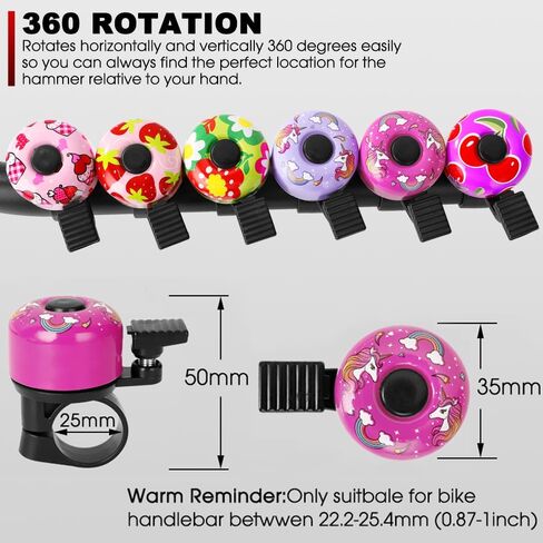 Kid Bike Bell - Bicycle Bell for Kids Boys Girls Adults | 120db Classic Mini Loud Bike Ring - Cool Bike Bell Design with Crisp Clear Sound for MTB,BMX,City Bike,Scooter -Kid Bike Accessories in Saudi Arabia