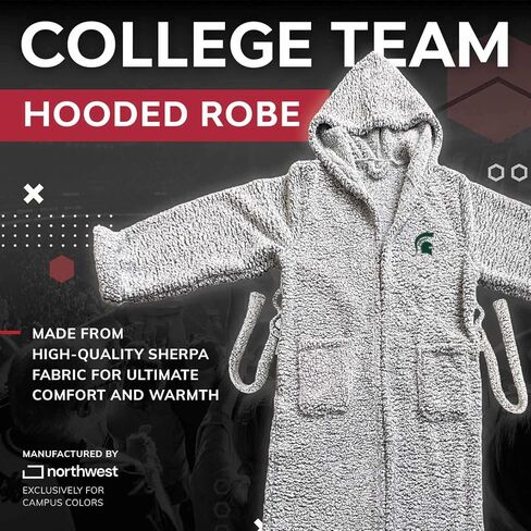 NORTHWEST NCAA Adult Plush Hooded Robe with Pockets - 100% Polyester Sherpa Blend - Machine Washable - Relaxation & Style in Saudi Arabia