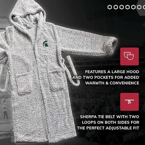 NORTHWEST NCAA Adult Plush Hooded Robe with Pockets - 100% Polyester Sherpa Blend - Machine Washable - Relaxation & Style in Saudi Arabia