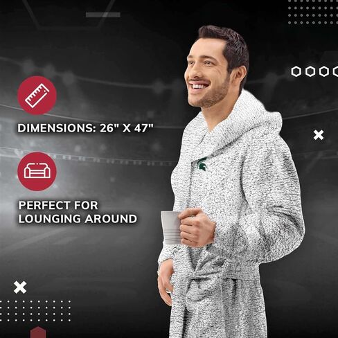 NORTHWEST NCAA Adult Plush Hooded Robe with Pockets - 100% Polyester Sherpa Blend - Machine Washable - Relaxation & Style in Saudi Arabia