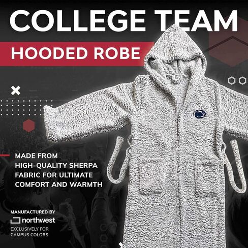 NORTHWEST NCAA Adult Plush Hooded Robe with Pockets - 100% Polyester Sherpa Blend - Machine Washable - Relaxation & Style in Saudi Arabia