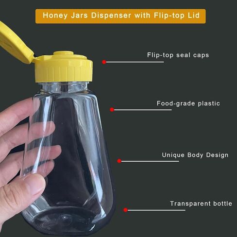2 Pack Plastic Honey Bottles with Funnel, 180ml Squeeze Honey Jars Leakproof Honey Dispenser No Drip with Flip Lid Condiment Container for Ketchup Mustard Dressing Sauce Syrup Oil Epoxy, BPA Free in Kuwait