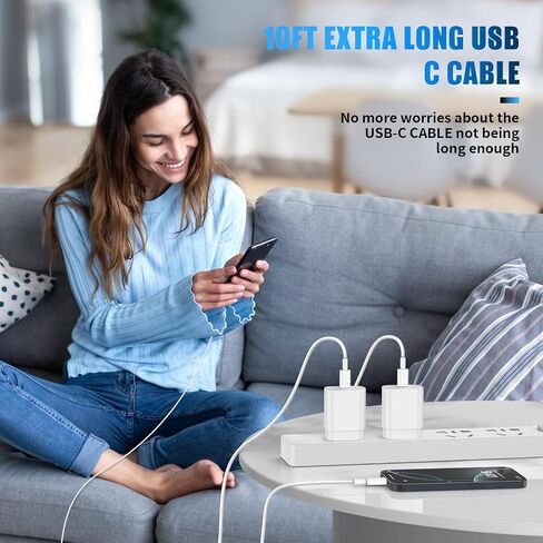 شاحن USB C سريع 30 وات لهاتف iPhone 16 15 Pro Max Plus، 2 حزمة شاحن USB C مع [6FT + 10FT] كابل شحن USB C لهاتف iPhone 16 15 Pro Max/16 15 Pro/16 15 Plus/16/15، i Pad، جالاكسي اس24/اس23 in Kuwait