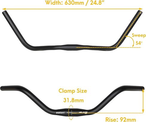 SATORI MELANGE HIGH الرحلات والرحلات دراجة دراجة سبائك الألومنيوم اجتاحت المقود الخلفي المسطح 31.8 مم × 630 مم - ارتفاع 92 مم - اكتساح 54 درجة in Kuwait
