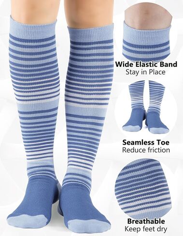 +MD Compression Socks for Women Men, Bamboo Viscose,3 Pairs 8-15mmHg Knee High Support Socks for Pregnant Nurses Travel in Kuwait