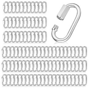 Zonon 100 Pcs Quick Chain Link Heavy Duty Quick D Shape Link Galvanized Chain Connector Link for Safety Chains Hammock Gym Outdoor Traveling Equipment(1.57 Inch)