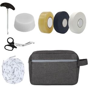 8 In 1 Hockey Tape Bag with Hockey Accessories,Hockey Accessory Bag with 3 Rolls of Hockey Stick Tape,Hockey Tape Scissors,Hockey Stick Wax,Hockey Skate Laces,Shoelace Tightener