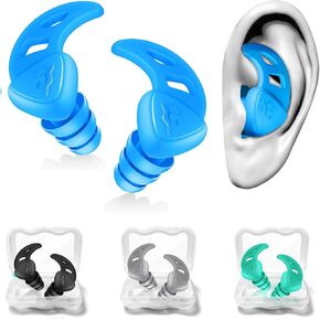 Waterproof Swimming Ear Plugs for Adults - 4 Pairs of Reusable Soft Silicone Swim Earplugs,Perfect for Surfing, Diving,Pool,Showering and Other Water Sports - Keep Water Out and Ear Protection