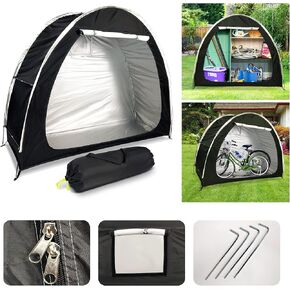 Bike Cover Storage Heavy Duty Storage Tent Outdoor Portable Bicycle Tent PU4000 Waterproof Cloth Durable 210D Oxford Fabric,Protect Against Wind, Rain, Snow, Dust W/Travel Bag (Black)