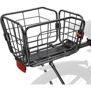 ONVIAN Rear Bike Rack with Basket, Aluminum Alloy Bike Cargo Rack, 22L Large Capacity Bicycle Basket, Foldable & Removable for Adult Bikes, Adjustable Touring Carrier Rack for Commuting and Shopping