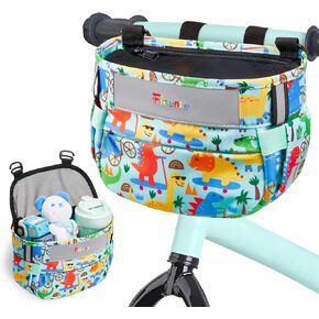 Kids Bike Basket, Bicycle Basket Front Handlebar, Waterproof Cute Fabric Children's Bike Basket, Kids Bike Accessories Fit Most Boys, Girls, Toddlers Bike or Scooter, Easy to Install