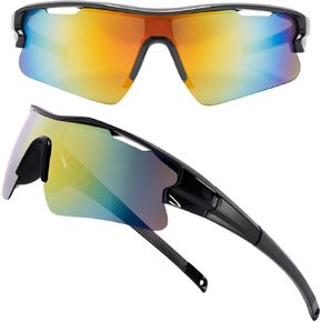 Polarized Sport Sunglasses for Men & Women, Mens Sunglasses UV400 with Adjustble Nose Pad for Baseball, Running, Cycling