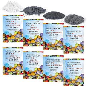 Rock Tumbler Grit and Polish Refill Kit - 10 Pounds. Ultimate Value Pack with Ceramic & Plastic Pellets, Polish Up to 70 lbs. of Rocks, 4-Step Tumbling Media Kit, Compatible with All Rock Tumblers