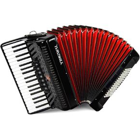 Accordion, 37 Keys 96 Bass Accordion, Premium Accordion for Beginners and Professionals, Comes with Backpack and Accordion Strap (White)