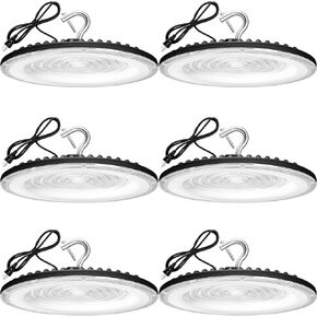6 Pack 150W UFO Led High Bay Light,120VAC,21050LM 5000K Daylight Area Lighting,IP66 Waterproof 650W MH/HPS with Plug Commercial Bay Lighting for Warehouse/Shop/Workshop/Barn/Gym/Factory