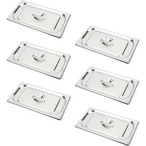 TENUP 6 Pack Anti-Jam Hotel Pans, 1/3 Size 6 Inch Deep, NSF, Commercial 18/8 Stainless Steel Pan，Steam Table Pan, Catering Food Pan