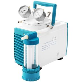 Vacuum Pump 30 L/Min, 110 V 160 W 0.08 Mpa Oilless Diaphragm Lab Pump with Vacuum Meter, Low Noise & High Vacuum Degree