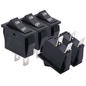 Twidec/5Pcs Rocker Switch 2 Pins 2 Position ON/Off AC 15A/125V 20A/250V SPST Car Boat Black Rocker Switch Toggle KCD3-101-ON-OFF