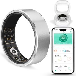Smart Ring Fitness Tracker Ring for Men Women - Health Heart Rate Ring with Motion Tracking, Sleep Monitor, and Oximetry, No Subscription Fee, Family Care, Remote Photography, IP68 Waterproof(9#)