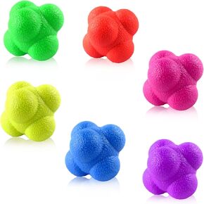6 PCS Rubber Reaction Bounce Balls for Hand-Eye Coordination,Improve Reflex, Agility and Focus for Sports, Exercise for All Ages