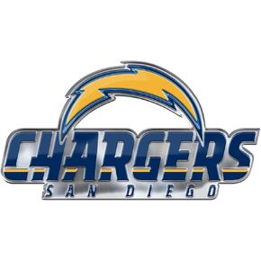 FANMATS 60613 Los Angeles Chargers Heavy Duty Aluminum Embossed Color Emblem, Auto Emblem Decal - Alternate - San Diego Chargers Logo