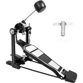 Alloy Bass Drum Pedal, Single Bass Drum Pedal Come with Classic Felt Beater Stick & Drum Key for Drum Set Instrument, Single-Chain Bass Drum Pedal for Beginner & Pro Drummers