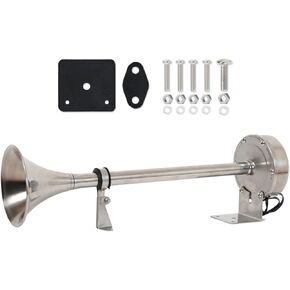 12v Marine Boat Horn,Boat Trumpet Horn Polished Stainless Steel Marine Horn,Train Horn Adjustable Trumpet Support for Ships Boats Sailboats Yachts Trucks SUV RV Touring Car etc