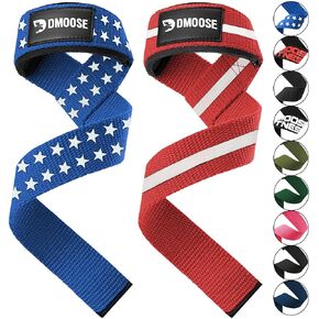 DMoose Fitness Lifting Straps - 4mm Neoprene Padded Wrist Straps for Weightlifting & Powerlifting - Cotton Lifting Strap with Silicone Grip for Men & Women - Durable Deadlift Strap for Gym Workout