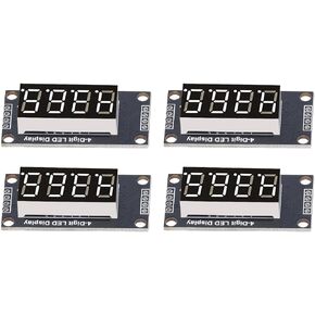 4 Set 0.36in 4-Digit Tube LED Segment Display Module TM1637 Drive Chip 7 Segments LED Digital Display (White MRA110A)