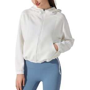 altiland Hooded Workout Jacket for Women - Zip Up Athletic Running Scuba Sweatshirt with Pockets
